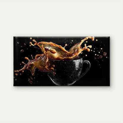 Realistic Black Coffee Splash Wall Art Canvas Office Home Room Framed 120x60cm