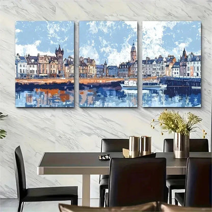 3pcs Aberdeen Scotland City Scotland Perfect Wall Art Set Canvas Framed 50x70cm - High Quality Print 100% Australian Made Wall Canvas Ready to Hang - Bella Home Decor