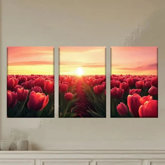 3pcs a Large Screen with a Sunset Wall Art Set Canvas Framed 60x90cm - High Quality Print 100% Australian Made Wall Canvas Ready to Hang