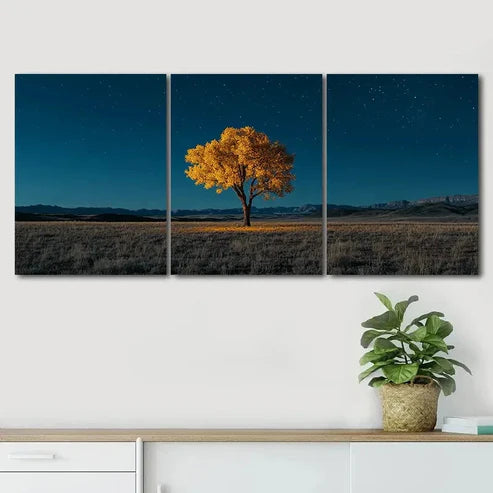 3pcs Autumn Tree Peaceful Blue Dark Perfect Wall Art Canvas Unframed - High Quality Print 100% Australian Made Wall Canvas - Bella Home Decor