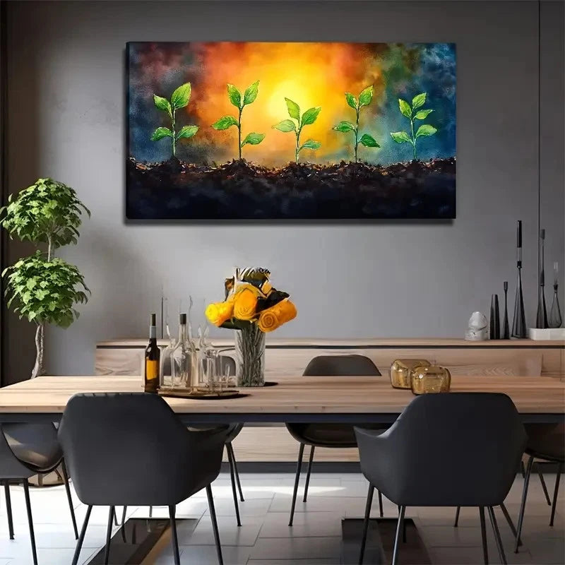 Sunset Hope Sapling Wall Art Canvas Office Home Room Framed 120x60cm
