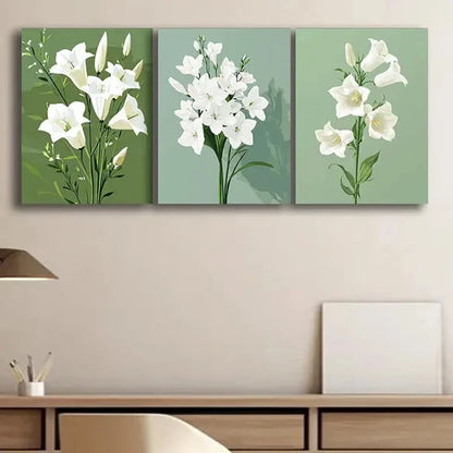 3pcs Elegant White Flower Nice Colorful Perfect Wall Art Set Canvas Unframed - High Quality Print 100% Australian Made Wall Canvas
