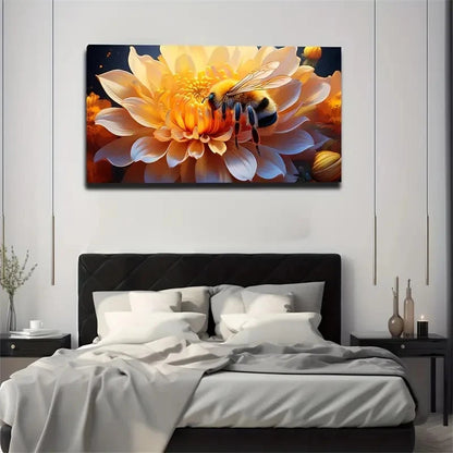 Bees And Flowers Bohemian Wall Art Canvas Office Home Room Framed 120x60cm