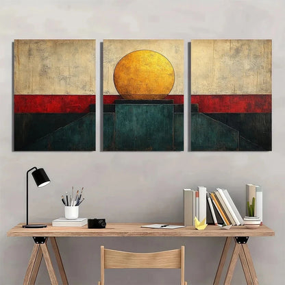3pcs Modern Abstract Geometric Blocks Metal Print Ready to Hang Art - Bella Home Decor