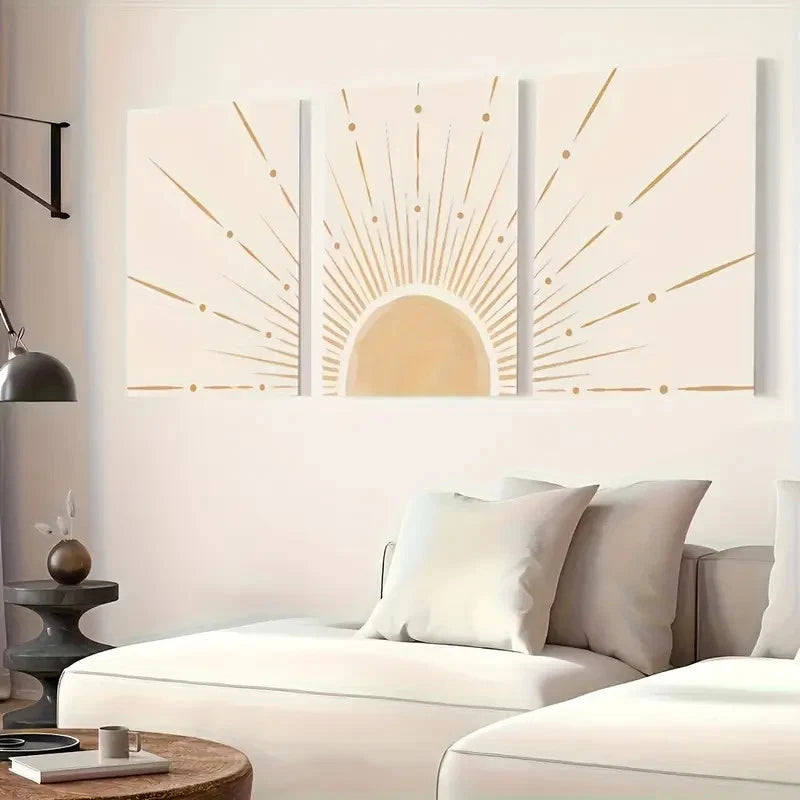 3pcs Bohemian Sunlight Medieval Retro    Wall Art Set Canvas Framed 60x90cm - High Quality Print 100% Australian Made Wall Canvas Ready to Hang - Bella Home Decor