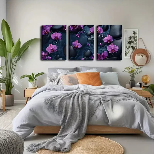 3pcs Deep Red Flowers Wall Art Set Canvas Framed 60x90cm - High Quality Print 100% Australian Made Wall Canvas Ready to Hang - Bella Home Decor