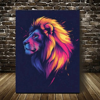 Beautiful Modern Abstract Lion Painting 40x60cm Metal Print Ready to Hang - Bella Home Decor