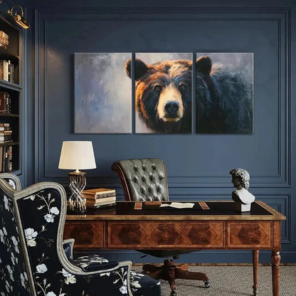 3pcs Artistic Bear Portrait Wildlife Art Metal Print Ready to Hang Art - Bella Home Decor