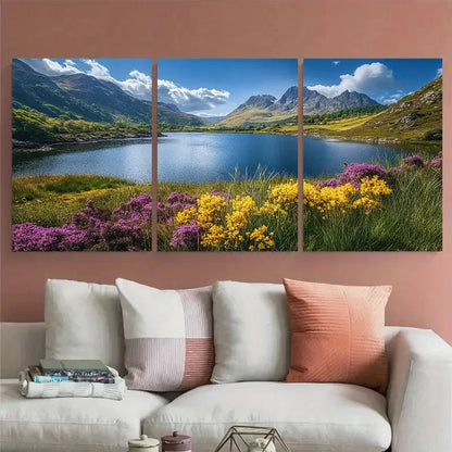 3pcs Snowdonia National Park Wales UK Travel Wall Art Set Canvas Framed 50x70cm - High Quality Print 100% Australian Made Wall Canvas Ready to Hang
