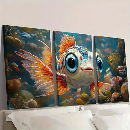 3pcs Underwater Fish Colorful Coral Reef S Wall Art Set Canvas Framed 40x60cm - High Quality Print 100% Australian Made Wall Canvas Ready to Hang - Bella Home Decor