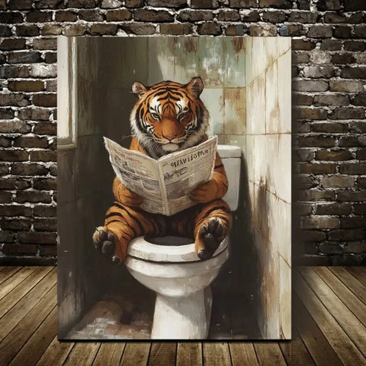 Beautiful Whimsy Woodland Contemporary Tiger Painting 40x60cm Metal Print Ready to Hang - Bella Home Decor