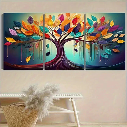 3pcs Colorful Autumn Tree Wall Art Set Canvas Framed 60x90cm - High Quality Print 100% Australian Made Wall Canvas Ready to Hang - Bella Home Decor