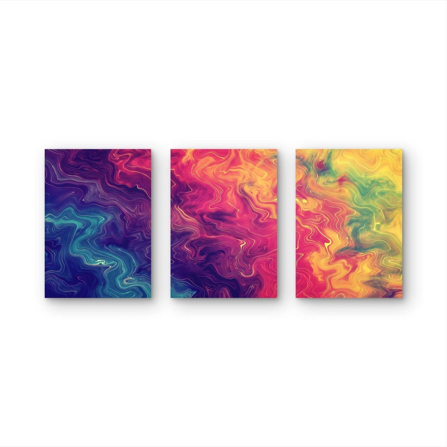 3pcs Line Art With Colorful Lines Patterns Metal Print Ready to Hang Art