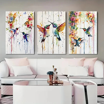 3pcs Hummingbird Kitchen Dorm Corridor  Framed Wall Art Set Canvas Framed 50x70cm - High Quality Print 100% Australian Made Wall Canvas Ready to Hang - Bella Home Decor