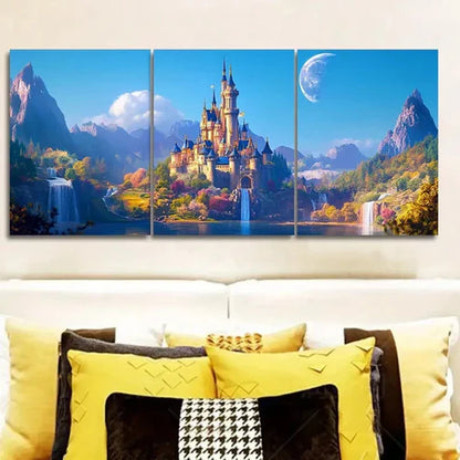 3pcs Charming old castle Wall Art Canvas Unframed - High Quality Print 100% Australian Made Wall Canvas - Bella Home Decor