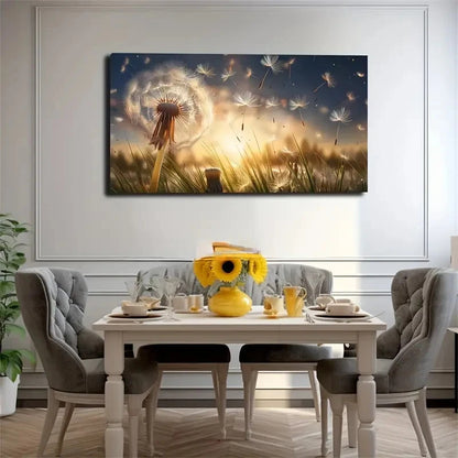 Dancing Dandelions In Sunlight Wall Art Canvas Office Home Room Framed 120x60cm
