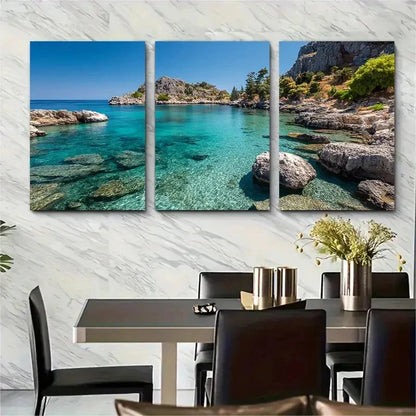 3pcs Kos Greece Aegean Sea Prefect Wall Art Set Canvas Framed 40x60cm - High Quality Print 100% Australian Made Wall Canvas Ready to Hang