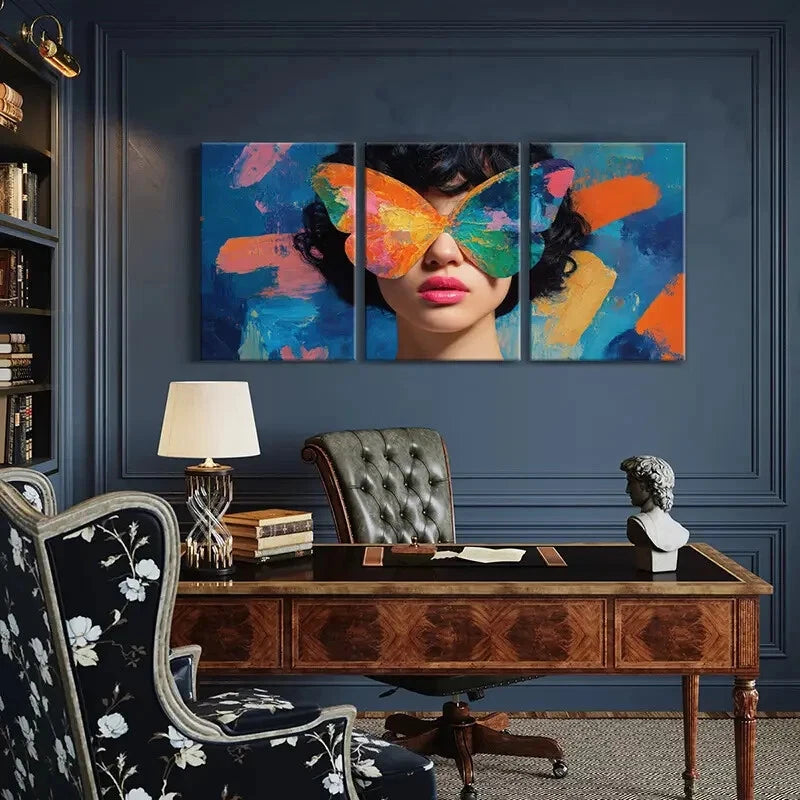 3pcs Abstract Butterfly Art Colorful Painting Metal Print Ready to Hang Art - Bella Home Decor