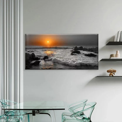 Ocean Horizon Line & Sunrise Wall Art Canvas Office Home Room Framed 120x60cm