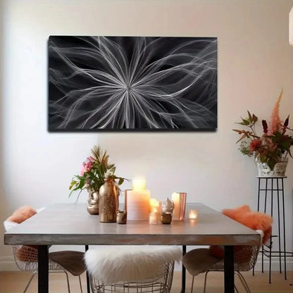 Black & White Flower Abstract Wall Art Canvas Office Home Room Framed 120x60cm
