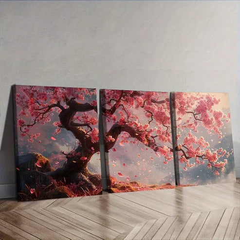 3pcs Cherry Tree Flowers Nature Wall Art Canvas Unframed - High Quality Print 100% Australian Made Wall Canvas - Bella Home Decor
