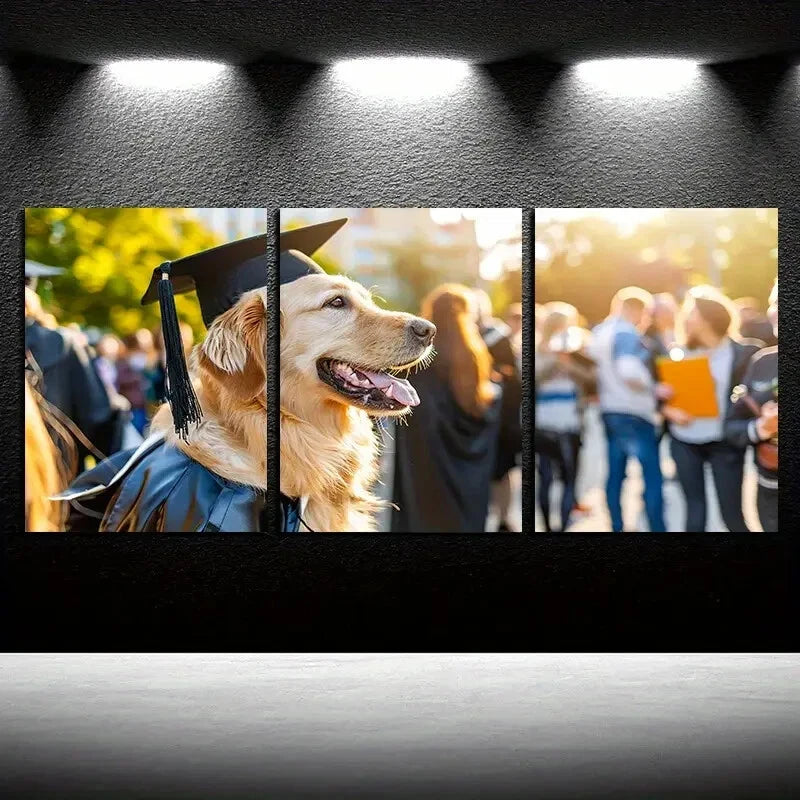 3pcs Golden Retriever Graduation Metal Print Ready to Hang Art - Bella Home Decor