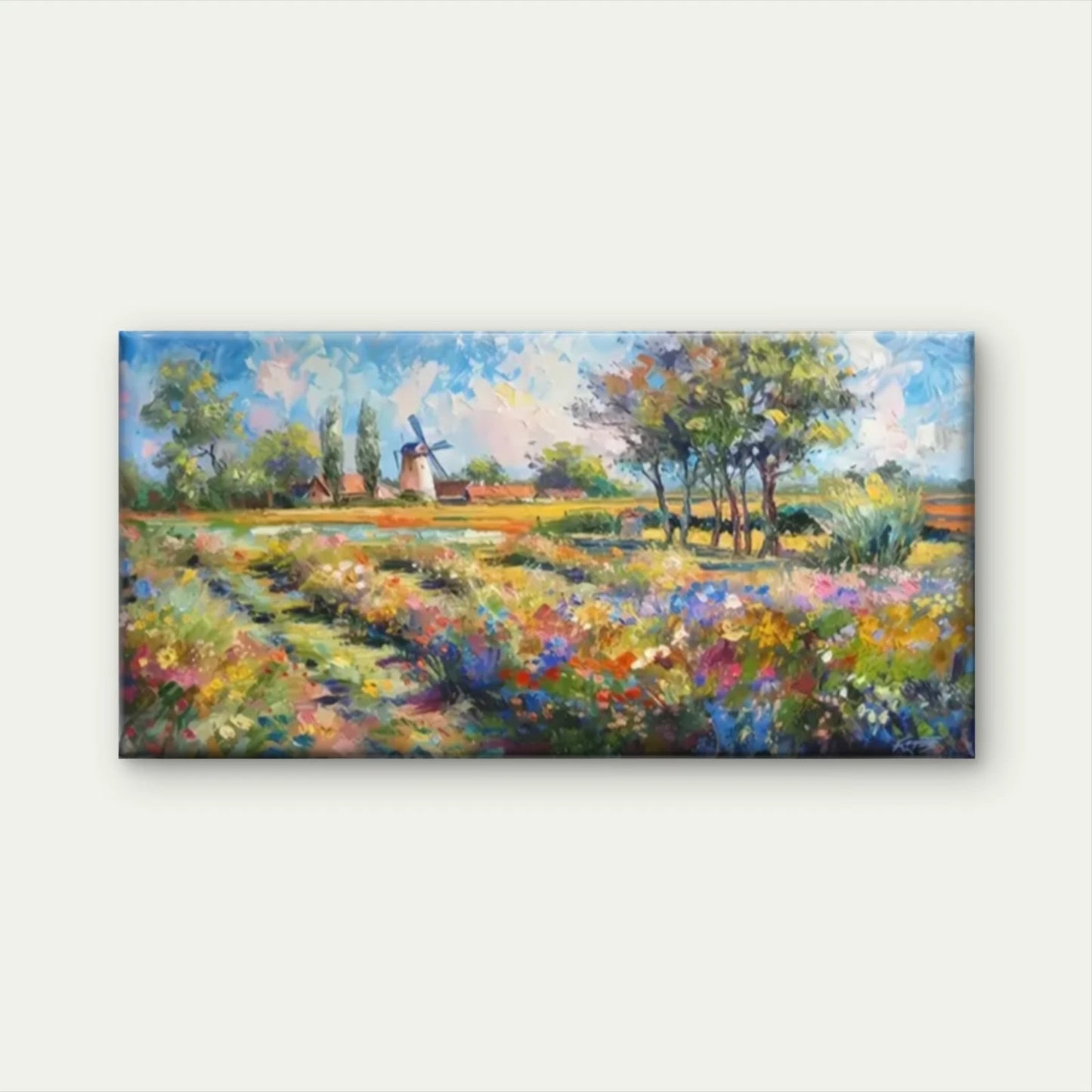 The Fields Flowers And Trees Wall Art Canvas Office Home Room Framed 120x60cm