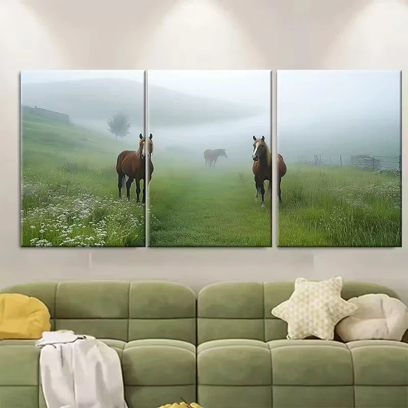 3pcs Misty Albanian Landscape Metal Print Ready to Hang Art