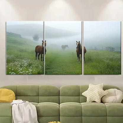 3pcs Misty Albanian Landscape Metal Print Ready to Hang Art