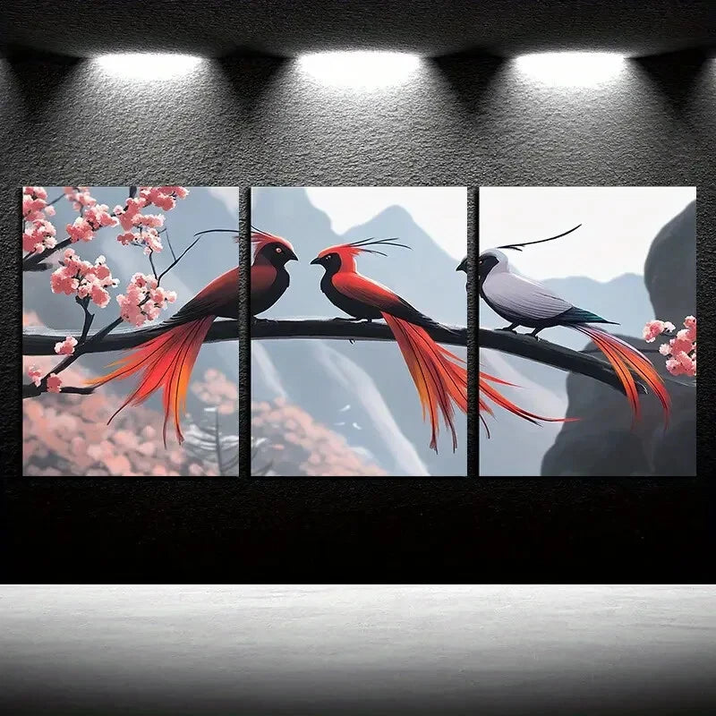 3pcs Bird flaps its wings and flies high Design Metal Print Ready to Hang Art - Bella Home Decor