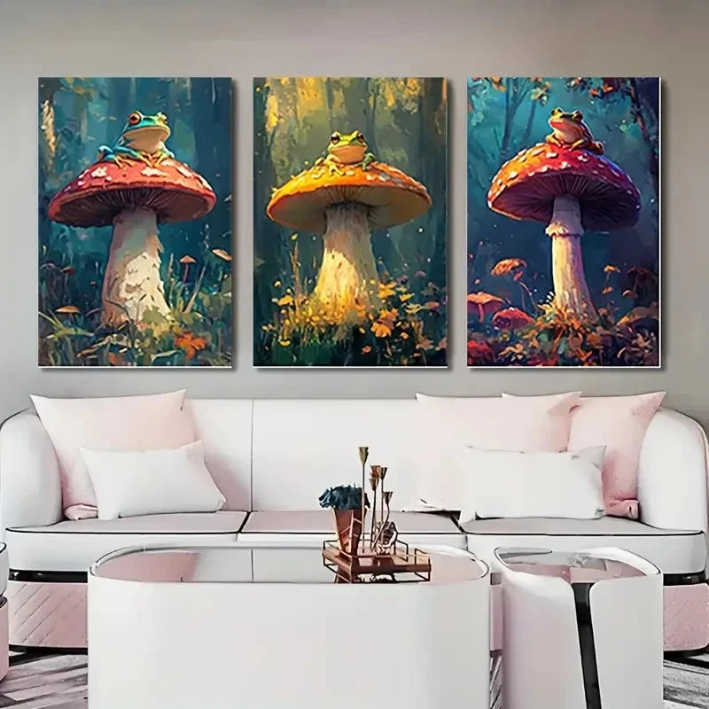 3pcs Creeks And Rivers with Frogs Framed Wall Art Set Canvas Framed 50x70cm - High Quality Print 100% Australian Made Wall Canvas Ready to Hang - Bella Home Decor