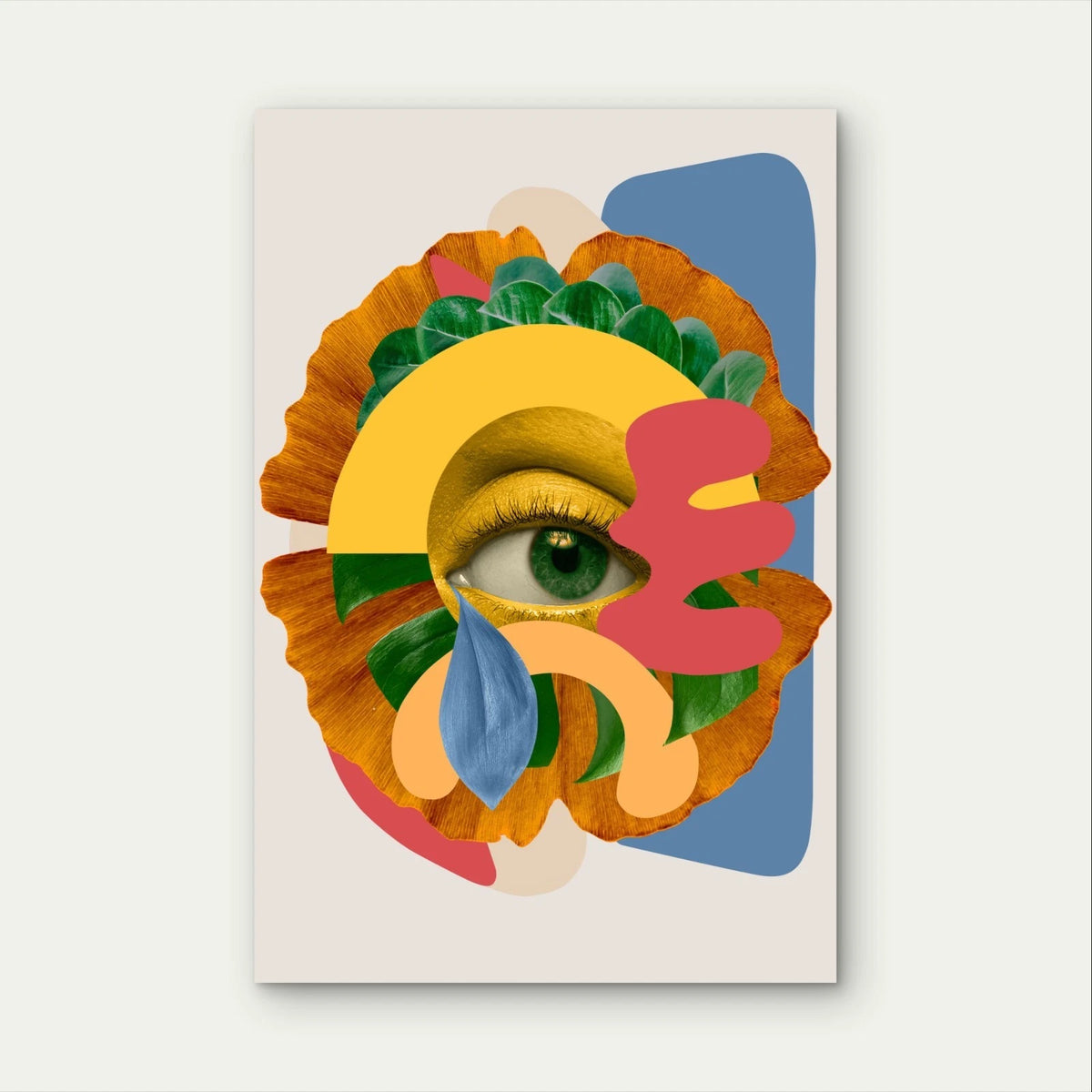 Surreal Abstract Collage Art with Eye Abstract 40x60cm Metal Print Ready to Hang