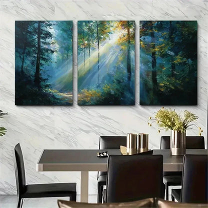 3pcs Sunlight Streaming Painting Perfect Wall Art Set Canvas Framed 50x70cm - High Quality Print 100% Australian Made Wall Canvas Ready to Hang