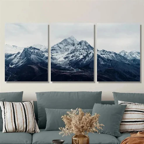 3pcs Mountains, lakes, snow natural landscape Wall Art Set Canvas Unframed - High Quality Print 100% Australian Made Wall Canvas
