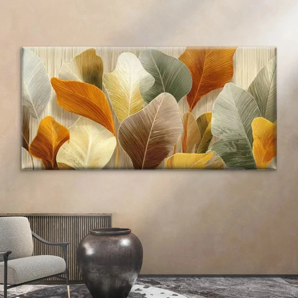 Autumn Leaves Natural Plant Wall Art Canvas Office Home Room Framed 120x60cm