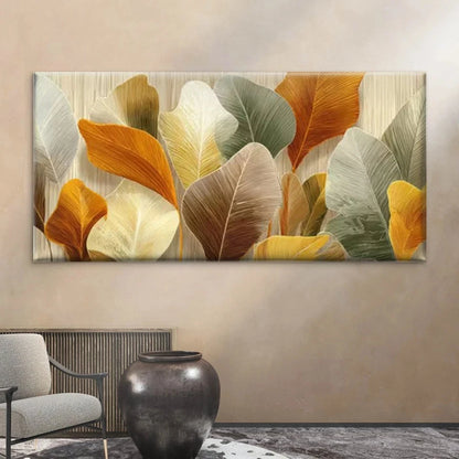 Autumn Leaves Natural Plant Wall Art Canvas Office Home Room Framed 120x60cm