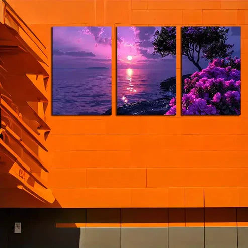 3pcs Cherry Blossom Lake Sunset Art Canvas Unframed - High Quality Print 100% Australian Made Wall Canvas - Bella Home Decor
