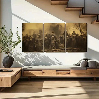 3pcs Haunting Ghostly Gathering Painting Wall Art Set Canvas Framed 40x60cm - High Quality Print 100% Australian Made Wall Canvas Ready to Hang - Bella Home Decor