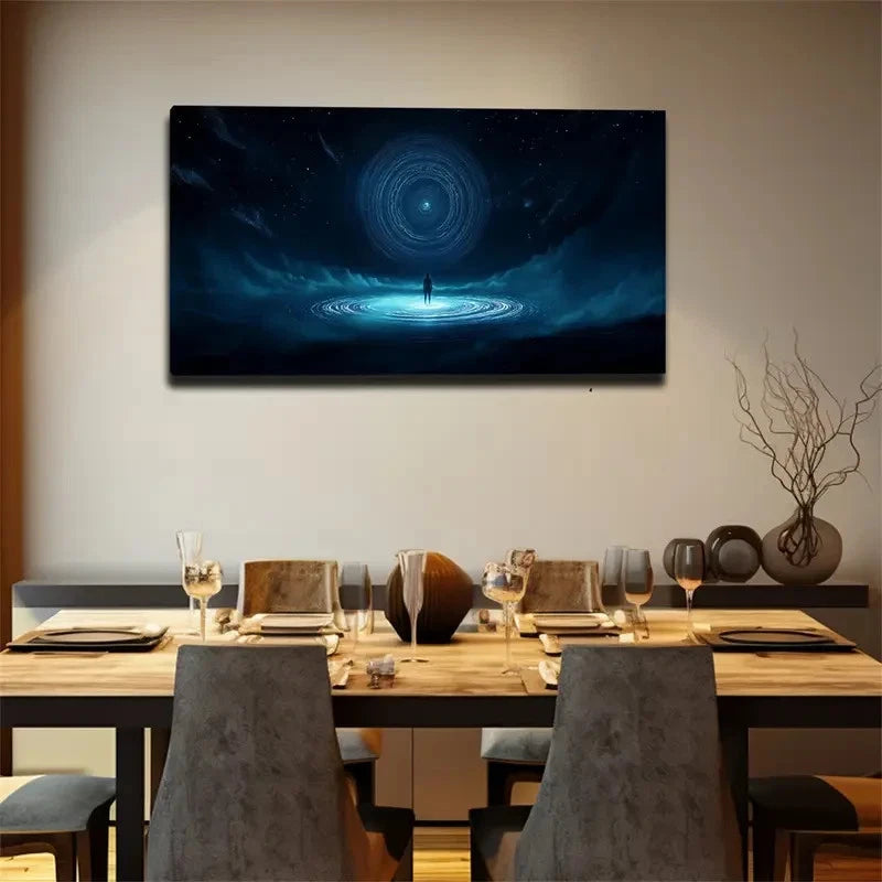 Night Sky Landscape Glowing Wall Art Canvas Office Home Room Framed 120x60cm
