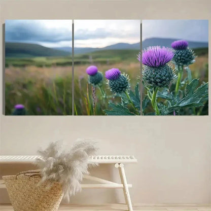 3pcs Vibrant Purple & Green Nature Scene Wall Art Set Canvas Framed 50x70cm - High Quality Print 100% Australian Made Wall Canvas Ready to Hang - Bella Home Decor
