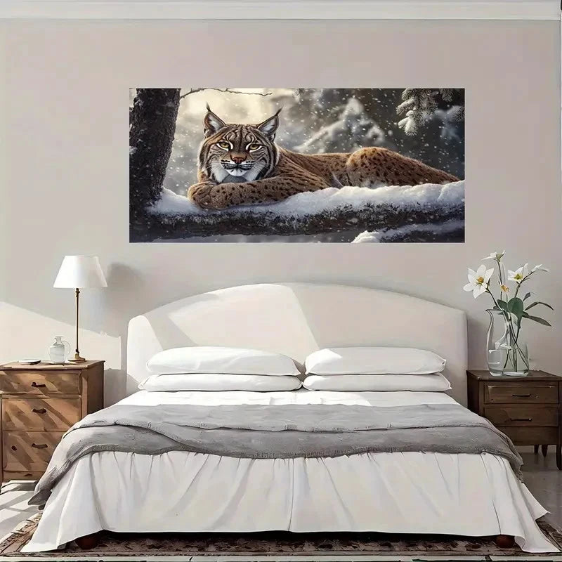 Vintage Winter Wildlife Snowy Wall Art Canvas Office Home Room Framed 120x60cm