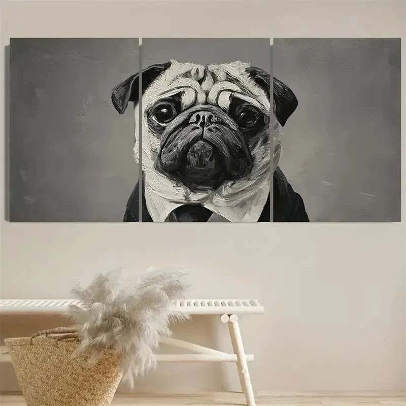 3pcs Dog Animal Pet Pug Wall Art Metal Print Ready to Hang Art - Bella Home Decor