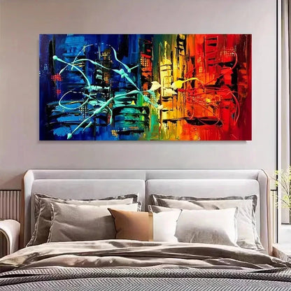 Abstract Cityscape Graffiti Wall Art Canvas Office Home Room Framed 120x60cm