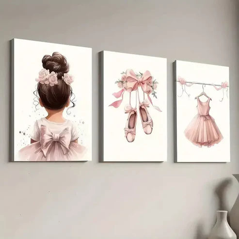 3pcs Modern Stylish Ballet Dance Aesthetic Canvas Unframed - High Quality Print 100% Australian Made Wall Canvas