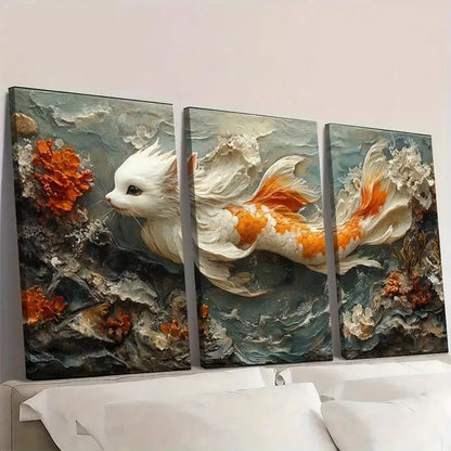 3pcs Tails of the Sea Fine Art  FA       Wall Art Set Canvas Framed 60x90cm - High Quality Print 100% Australian Made Wall Canvas Ready to Hang