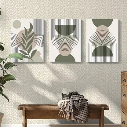 3pcs Green Sage Boho Art Canvas Framed 60x90cm - High Quality Print 100% Australian Made Wall Canvas Ready to Hang