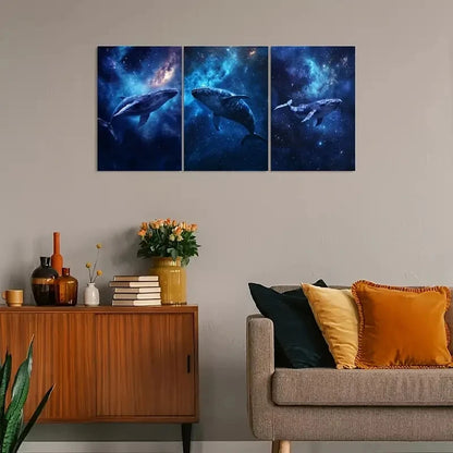 3pcs Vintage Whale & Starry Sky Metal Print Ready to Hang Art - Bella Home Decor