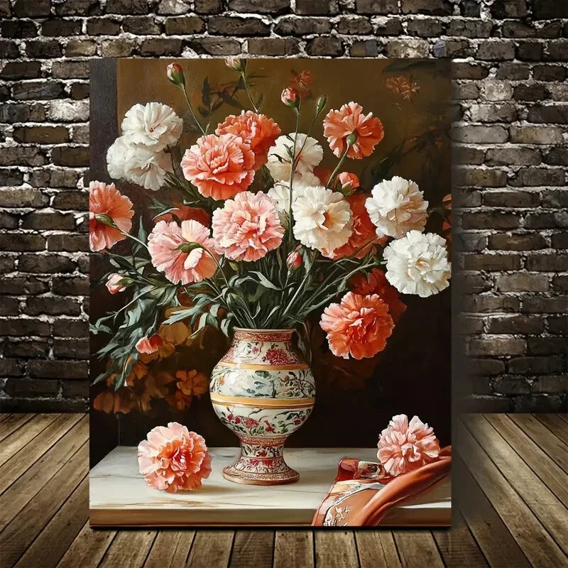 Traditional Pink & Peach Colorful Painting 40x60cm Metal Print Ready to Hang - Bella Home Decor