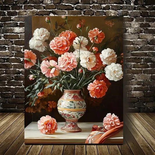 Traditional Pink & Peach Colorful Painting 40x60cm Metal Print Ready to Hang