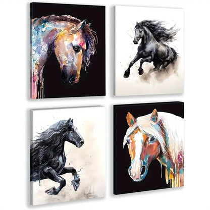 4pcs Framed Horse   Wall Art Canvas Framed